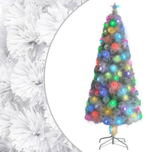 Sztuczna choinka z LED, biała, 180 cm, włókno optyczne