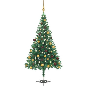 Sztuczna choinka z lampkami LED i bombkami, 180 cm, 564 gałązki