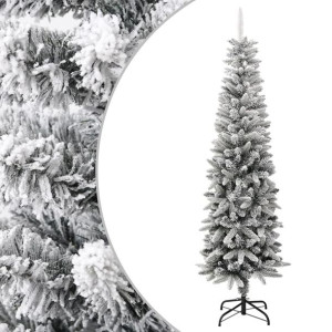 Sztuczna, smukła choinka pokryta śniegiem, 210 cm, PVC i PE