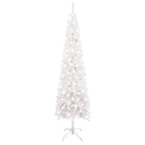 Smukła choinka z lampkami LED, biała, 180 cm