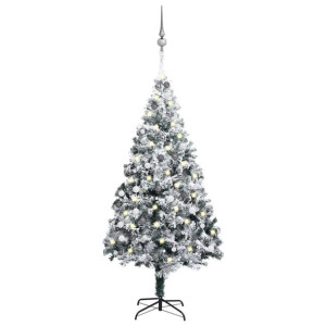 Sztuczna choinka z LED i bombkami, zielona, 240 cm, PVC