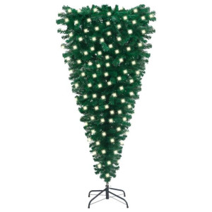 Odwrócona, sztuczna choinka z lampkami LED, zielona, 180 cm