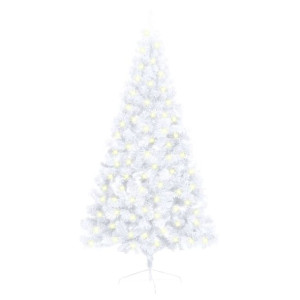 Sztuczna choinka, LED i stojak, połowa, biała, 150 cm, PVC