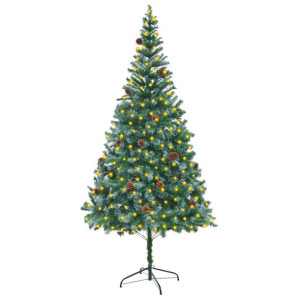 Sztuczna choinka z lampkami LED i szyszkami, 210 cm
