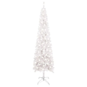 Smukła choinka z lampkami LED, biała, 210 cm