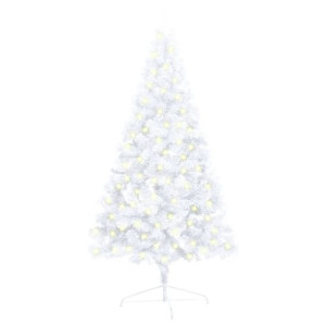 Sztuczna choinka, LED i stojak, połowa, biała, 120 cm, PVC