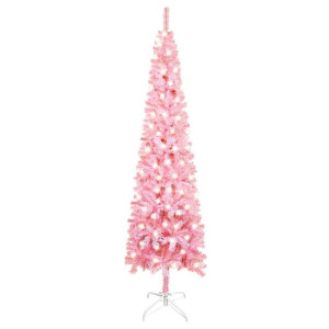 Smukła choinka z lampkami LED, różowa, 180 cm