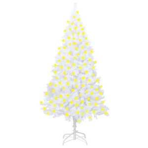 Sztuczna choinka z lampkami LED, grube gałązki, biała, 210 cm