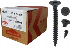Wkręty Do Płyt Karton Gips Metal 3,5x25 1000sztuk