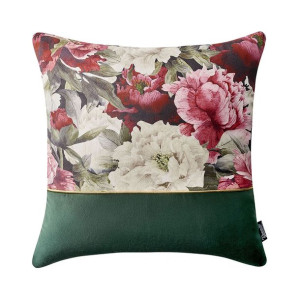Poduszka ozdobna w kwiaty 45x45 Blossom zielona