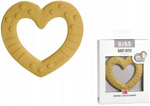 Bibs Gryzak Baby Bitie Serce Mustard 3m+