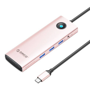Stacja dokująca HUB 10w1 Orico USB-C, HDMI, 3xUSB, SD/TF, Audio (różowe zło
