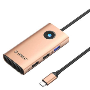 Stacja dokująca HUB 5w1 Orico USB-C, HDMI, 2xUSB (różowe złoto)
