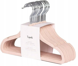 Wieszaki Welurowe dla Dzieci Pink 15 szt 3 Sprouts