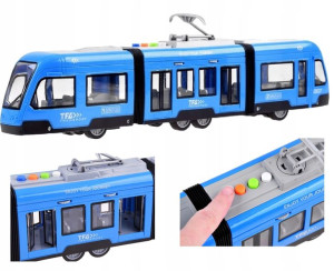 Tramwaj Z Napędem Świeci Otwierane Drzwi Dźwięki Niebieski