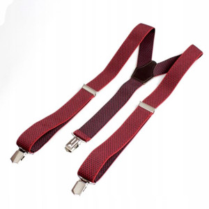 Szerokie szelki 3.5 cm bordo w szachownice Zinutti