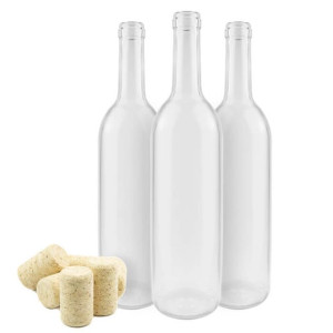Butelka Wino, kolor bezbarwny 750ml/0,75L + korek aglomerowany 23x38