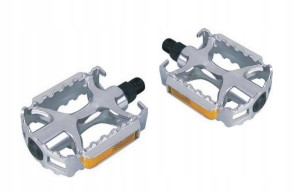 Pedały rowerowe MTB aluminiowe srebrne komplet