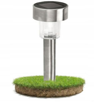 Lampa Solarna LED Ogrodowa Stojąca INOX 30cm
