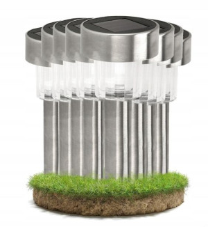 8x Lampa Solarna LED Ogrodowa Stojąca INOX 30cm
