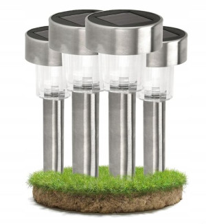 4x Lampa Solarna LED Ogrodowa Stojąca INOX 30cm