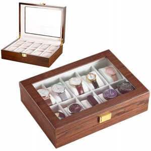 Drewniany Organizer Na Zegarki Premium Z Okienkiem