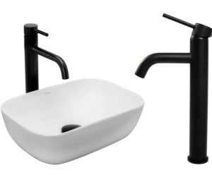 Umywalka nablatowa Belinda Mini Rea 25x37 cm + Bateria Lungo Czarna