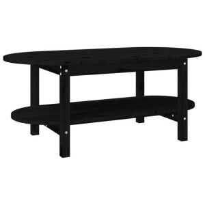 Stolik kawowy, czarny, 110x55x45 cm, lite drewno sosnowe