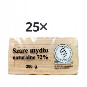 25 x Mydło Szare Sodowe 72% 200g - z Atestem PZH
