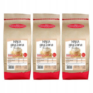 3x Mąka Gryczana Pełnoziarnista 1kg Młyn Niedźwiad