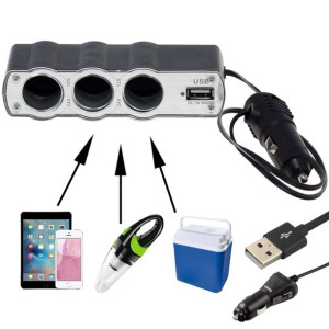 Rozdzielacz rozgałęźnik zapalniczki 3 gniazda +USB