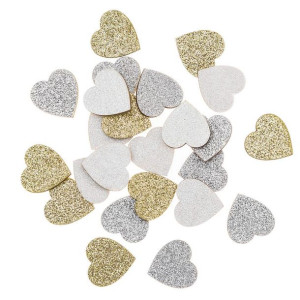 Drewniane brokatowe serca dwustronne 2x1,5cm, 24szt.DPDN-169 Dalprint
