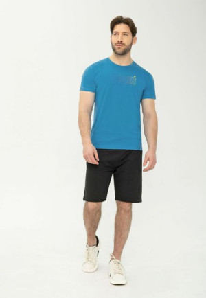 Meski T-shirt Koszulka Z Nadrukiem Niebieska T-runner S