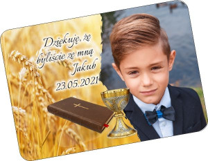 FOTO MAGNES Podziękowanie komunia 10x7 7x10 cm fotomagnes na lodówkę