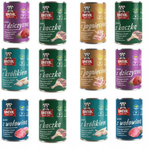 Fafik Mix kaczka wołow dzik jagnię królik 12x400g
