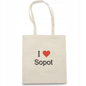 Torebka ecru EKO Kocham SOPOT Wakacje Urlop MORZE