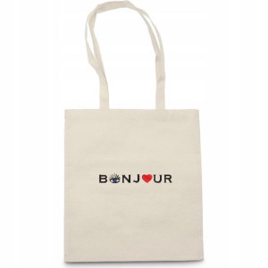 Torba bawełniana ecru BONJOUR moda na Francję LOVE