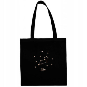 Torebka zakupowa czarna EKO znak zodiaku Lew OPCJE