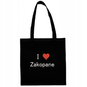 Torba czarna EKO Kocham Zakopane GÓRY Narty Zima