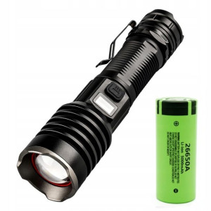 Latarka XHP160 LCD USB + 26650 Panasonic 5000mAh