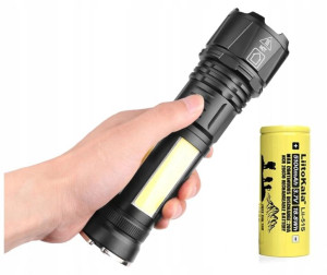 LATARKA XHP90 USB zoom 4xCOB LED z Magnesem + 26650 5100mAh
