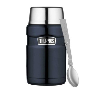 THERMOS - Termos na jedzenie z składaną łyżką i kubkiem – ciemnoniebieski
