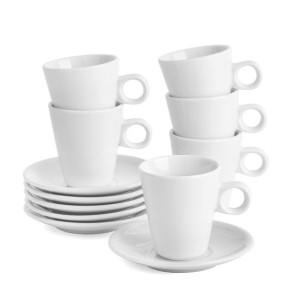 Zestaw Porcelanowych Filiżanek Ze Spodkami White 6 Szt