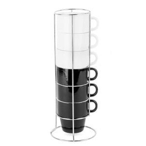 Zestaw 6 Ceramicznych Kubków + Stojak 250 Ml