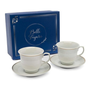 Komplet 2 Filiżanek Ze Spodkami Porcelana Modelli 250 Ml