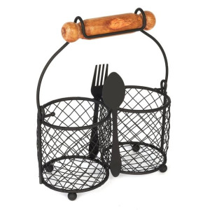 Ociekacz Na Sztućce Metalowy Z Rączką Rustiko 24x21 Cm