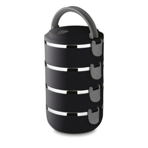 Pojemnik Obiadowy 4-poziomowy Czarny 2.8 L