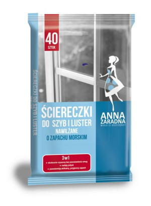 Ściereczki Do Sprzątania Nawilżane Do Szyb I Luster 40 Szt