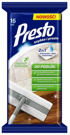 Ściereczki Do Sprzątania Nawilżane Do Podłóg 16 Szt