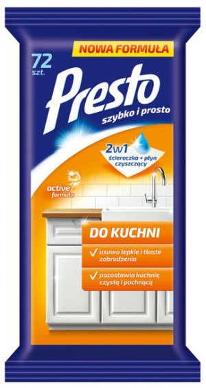 Ściereczki Do Sprzątania Nawilżane Do Kuchni 72 Szt